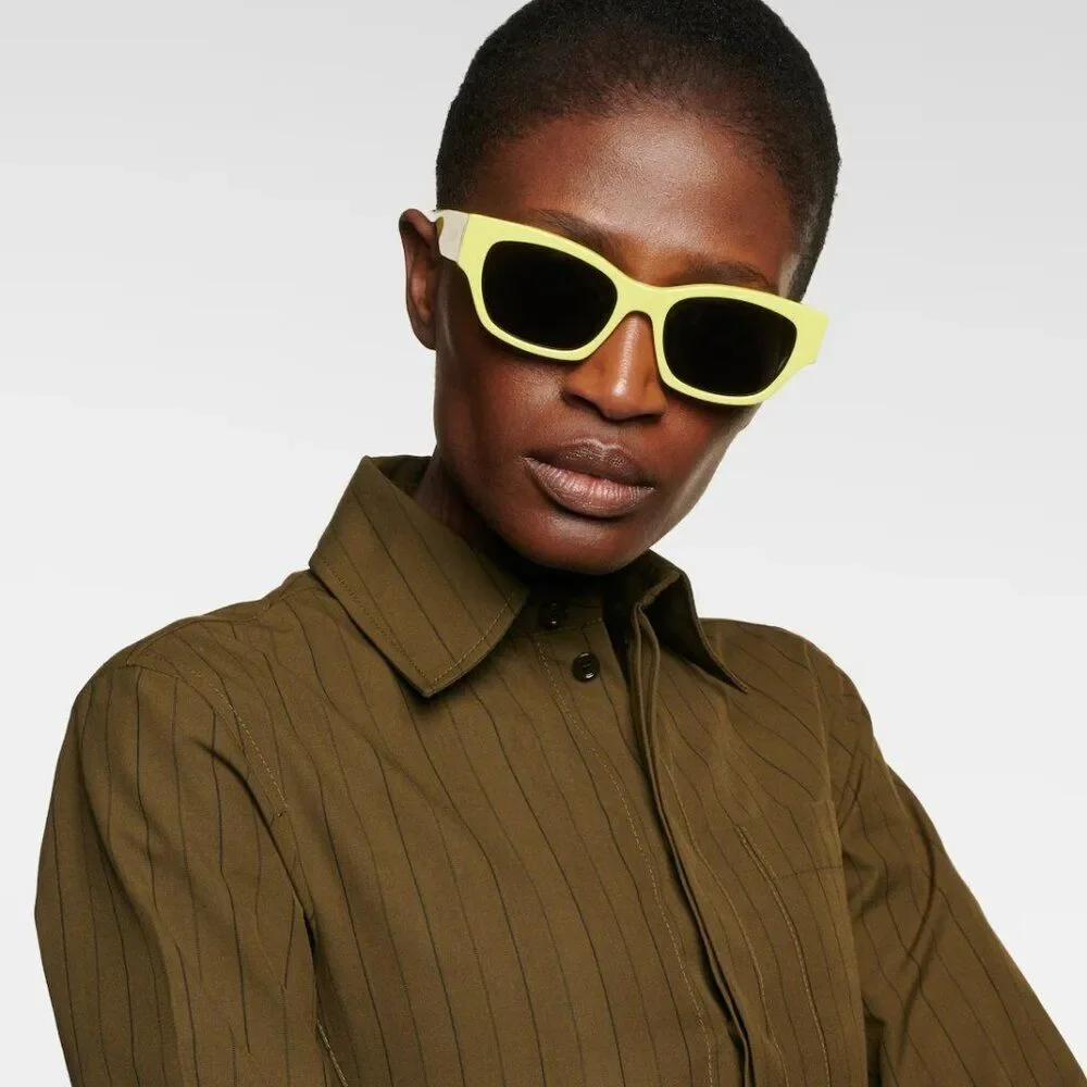 Celine MONOCHROMS Men Sunglasses Lime Green Grey Cat Eye CL40197U 93A BRAND NEW